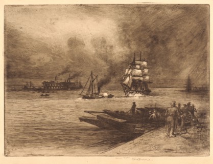 Félix Hilaire Buhot (French, 1847 - 1898). The Thames near Gravesend (Environs de Gravesend), 19th