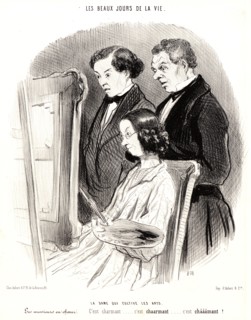 Honoré Daumier (French, 1808 - 1879). La dame qui cultive les arts, 1846. From Les Beaux Jours de