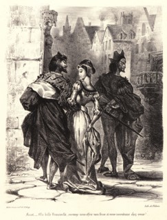 EugÃ¨ne Delacroix (French, 1798 - 1863). Faust Trying to Seduce Marguerite (Faust cherchant Ã