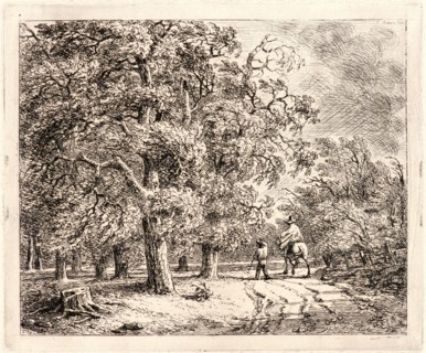 Jean Baron (aka Balthazar Jean) (French, 1788 - 1869). Cavaliers sous Bois, 19th century. Etching.