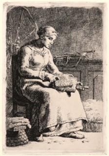 Jean-FranÃ§ois Millet (French, 1814 - 1875). The Wool Carder (La Cardeuse), 1855-1856. Etching on
