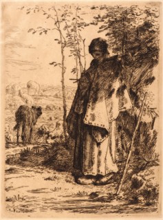 Jean-FranÃ§ois Millet (French, 1814 - 1875). Shepherdess Knitting (La Grande BergÃ¨re), 1862.