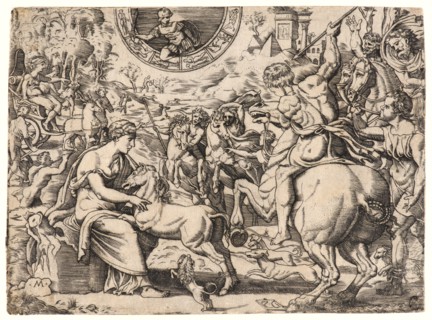 Monogrammist M. ZG. (Italian, active 16th century). Woman Sheltering a Unicorn, 16th century.