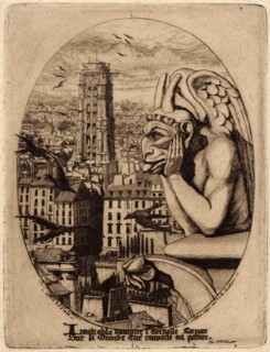 Charles Meryon (French, 1821 - 1868). Le Stryge, 1853. Etching on green paper. Fourth of eight