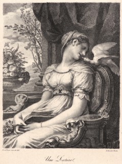 Pierre-Paul Prud'hon (French, 1758 - 1823). Une Lecture. Lithograph.