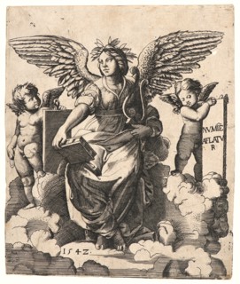 Anonymous after Marcantonio Raimondi (Italian, ca. 1470/1482 - 1527/1534). Poetry, 1542. Engraving