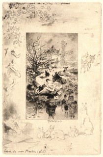 Félix Hilaire Buhot (French, 1847 - 1898). Illustrations for Daudet's Lettres de Mon Moulin, Plate