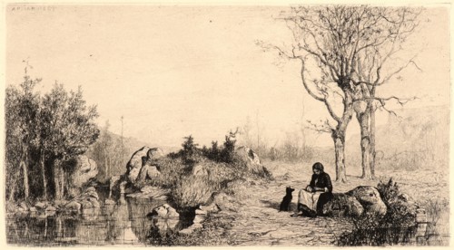 Adolphe Appian (French, 1818 - 1898). Bords de Ruisscau Ã  Rossillon, 1867. Etching.