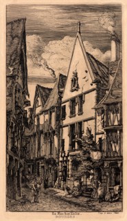 Charles Meryon (French, 1821 - 1868). La Rue des Toiles, Bourges, 19th century. Etching. Ninth