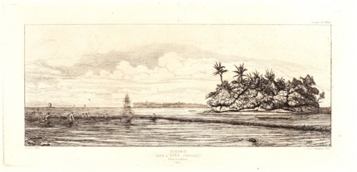 Charles Meryon (French, 1821 - 1868). Océania: Fishing, near Islands with Palms in the Uvea or