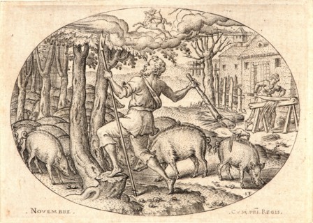 Etienne Delaune (aka Ãâtienne Delaune) (French, ca. 1519 - 1583). The Twelve Months, November, 1568