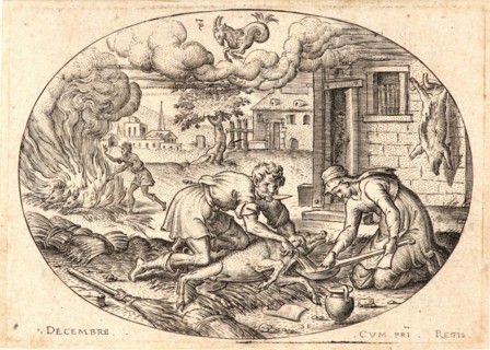 Etienne Delaune (aka Ãâtienne Delaune) (French, ca. 1519 - 1583). The Twelve Months, December, 1568