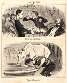 Honoré Daumier (French, 1808 - 1879). Buvant pour se désennuyer, 1852. From Paris qui Boit.
