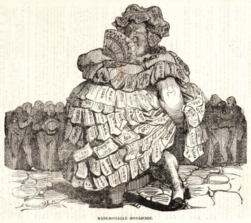 Honoré Daumier (French, 1808 - 1879). Mademoiselle Monarchie, 1834. Wood engraving on newsprint