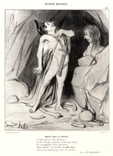 Honoré Daumier (French, 1808 - 1879). Oedipe chez le Sphinx, 1842. From Histoire Ancienne.