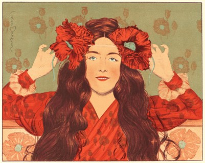 G. Darbour (French, active 19th century). Jeune Fille aux Coquelicots, ca. 1897. Color lithograph