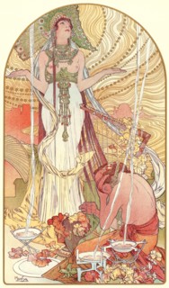 Alphonse Mucha (Czech, 1860 - 1939). Incantation (Salammbo), ca. 1897. Color lithograph on wove