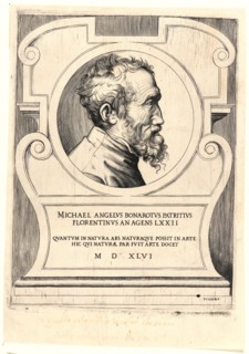Giulio Bonasone (Italian, ca. 1510 - after 1576). Portrait of Michelangelo Buonarotti, ca. 1546.