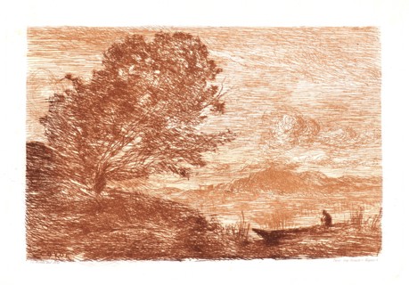 Jean-Baptiste-Camille Corot (French, 1796 - 1875). A Lake in the Tyrol, ca. 1863- 1865. Etching