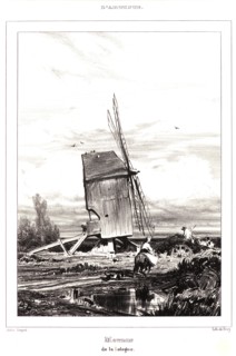 Jules Dupré (French, 1811 - 1889). Mill in the Sologne (Moulin de la Sologne), 1835. Lithograph on