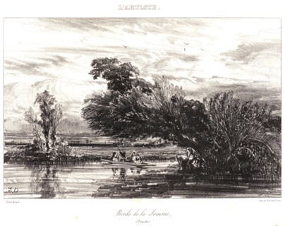 Jules Dupré (French, 1811 - 1889). Banks of the Somme (Picardy), 1836. Lithograph on wove paper.