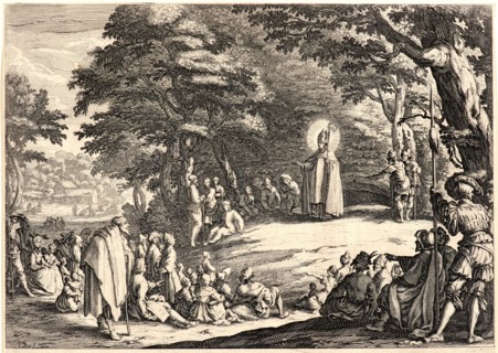 Jacques Callot (French, 1592 - 1635). Saint Amond Preaching, ca. 1631-1634. Etching. Fourth of five