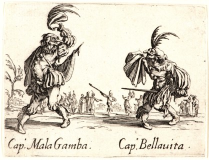 Jacques Callot (French, 1592 - 1635). Cap. Mala Gamba and Cap. Bellauit, 1622 and later. From Balli