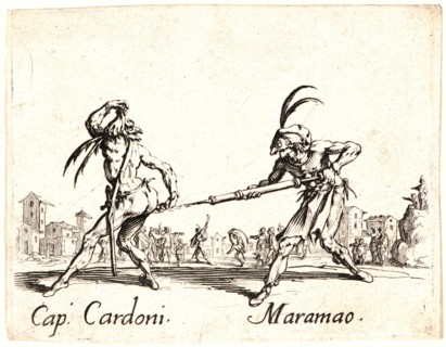 Jacques Callot (French, 1592 - 1635). Cap. Cardoni and Maramao, 1622 and later. From Balli di