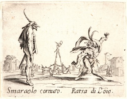 Jacques Callot (French, 1592 - 1635). Smaraolo Cornuto and Ratsa di Boio, 1622 and later. From