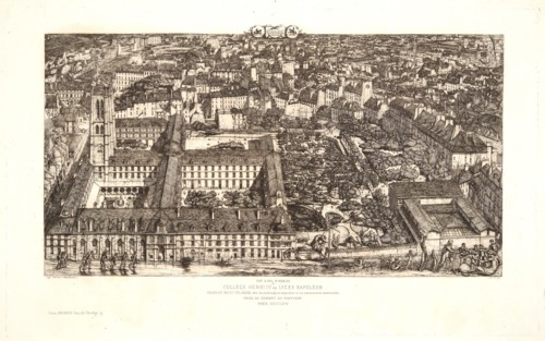 Charles Meryon (French, 1821 - 1868). CollÃ¨ge Henry IV ou Lycée Napoleon, 1864. Etching. Tenth