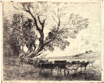 Charles FranÃ§ois Daubigny (French, 1817 - 1878). Le Gué, 1862. From Quarante Clichés-Glace.