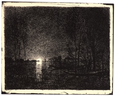 Charles FranÃ§ois Daubigny (French, 1817 - 1878). Effet de Nuit, 1862. From Quarante Clichés-Glace.