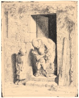 Jean-FranÃ§ois Millet (French, 1814 - 1875). Maternal Precaution (Précaution Maternelle), 1862.