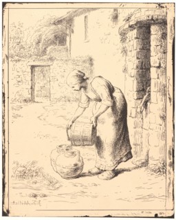 Jean-FranÃ§ois Millet (French, 1814 - 1875). Woman Emptying a Pail (Femme vidant un seau), 1862.