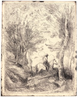 Jean-Baptiste-Camille Corot (French, 1796 - 1875). Le Grand Cavalier sous Bois, ca. 1854. From