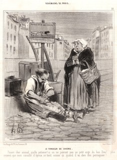 Honoré Daumier (French, 1808 - 1879). Le Tondeur de Chiens, 1842. Lithograph on newsprint paper.