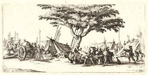 Jacques Callot (French, 1592 - 1635). The Encampment (Le Campement), 1636. From The Small Miseries