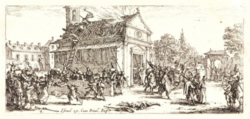 Jacques Callot (French, 1592 - 1635). Devastation of a Monastery (Devastation d'un Monastere), 1636