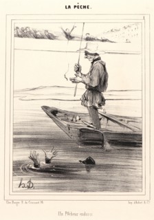 Honoré Daumier (French, 1808 - 1879). Un Pecheur endurci, 1840. From La PÃªche. Lithograph on white