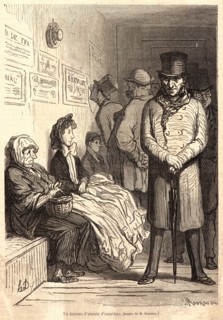 Honoré Daumier (French, 1808 - 1879). Un bureau d'attente d'omnibus, 1862. Wood engraving on
