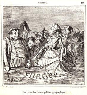 Honoré Daumier (French, 1808 - 1879). Une leÃ§on d'anatomie politico- géographique, 1866. From