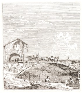 Canaletto (aka Antonio Canale, Italian, 1697 - 1768). Cart Crossing a Bridge (Le Char passant sur
