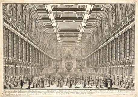 Johann Andreas Pfeffel (German 1674-1748) after Giuseppe Galli Bibiena (Italian, 1696-1756). Ball