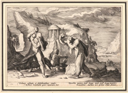 Anonymous after Hendrick Goltzius (Dutch, 1558 - 1617). Deucalion and Pyrra Repeopling the Earth,