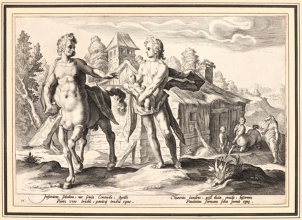 Anonymous after Hendrick Goltzius (Dutch, 1558 - 1617). Apollo Entrusting Chiron with the Education