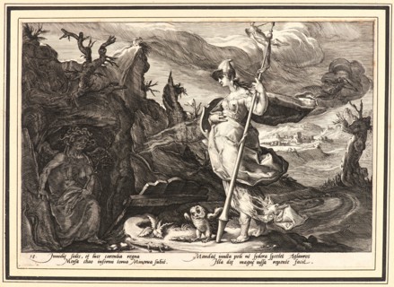 Anonymous after Hendrick Goltzius (Dutch, 1558 - 1617). Minerva Commanding Envy to Remove the