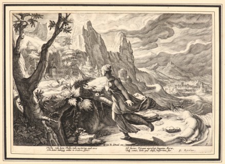 Anonymous after Hendrick Goltzius (Dutch, 1558 - 1617). Thisbe Frightened by the Lion, ca. 1615.