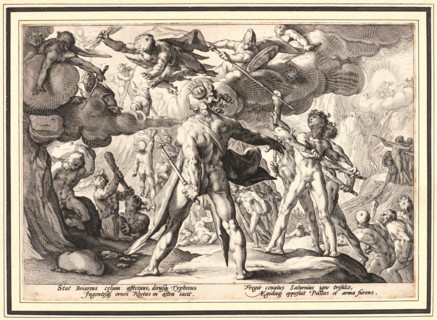 Anonymous after Hendrick Goltzius (Dutch, 1558 - 1617). The Giants Climbing the Heavens, ca. 1589.