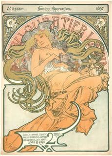 Alphonse Mucha (Czech, 1860 - 1939). Au Quartier Latin, 1897. Color lithograph printed in 6 colors