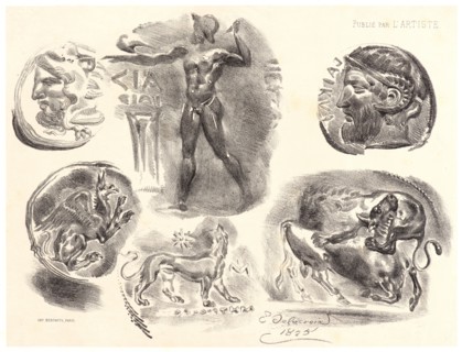 EugÃ¨ne Delacroix (French, 1798 - 1863). Six Antique Medals (Six Medailles Antiques), 1825.